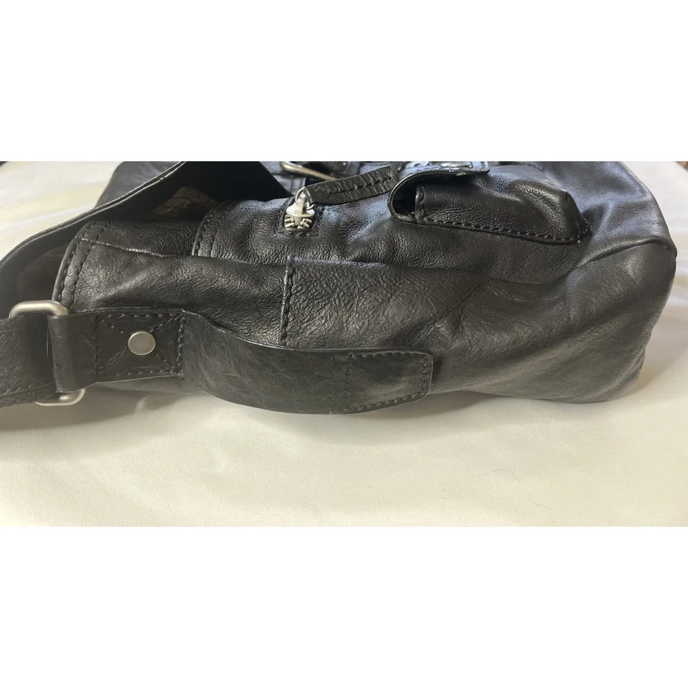 Fossil Black Leather Messenger Laptop Crossbody Shoulder Bag